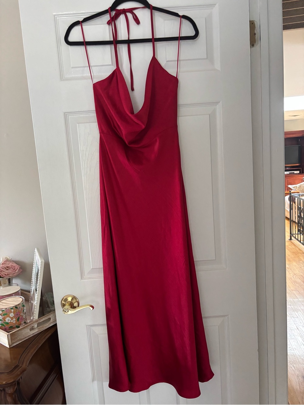 Le Lis Red Cowl Neck Midi Slip Dress